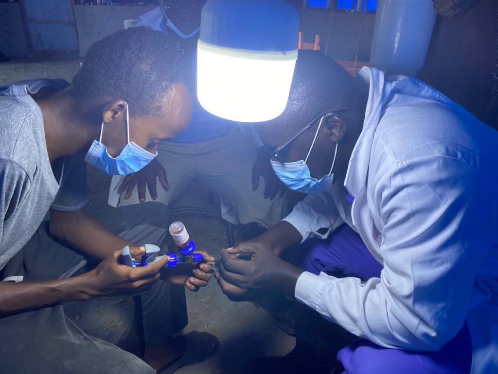 DAMAL veterinary technicians preparing animal medicine